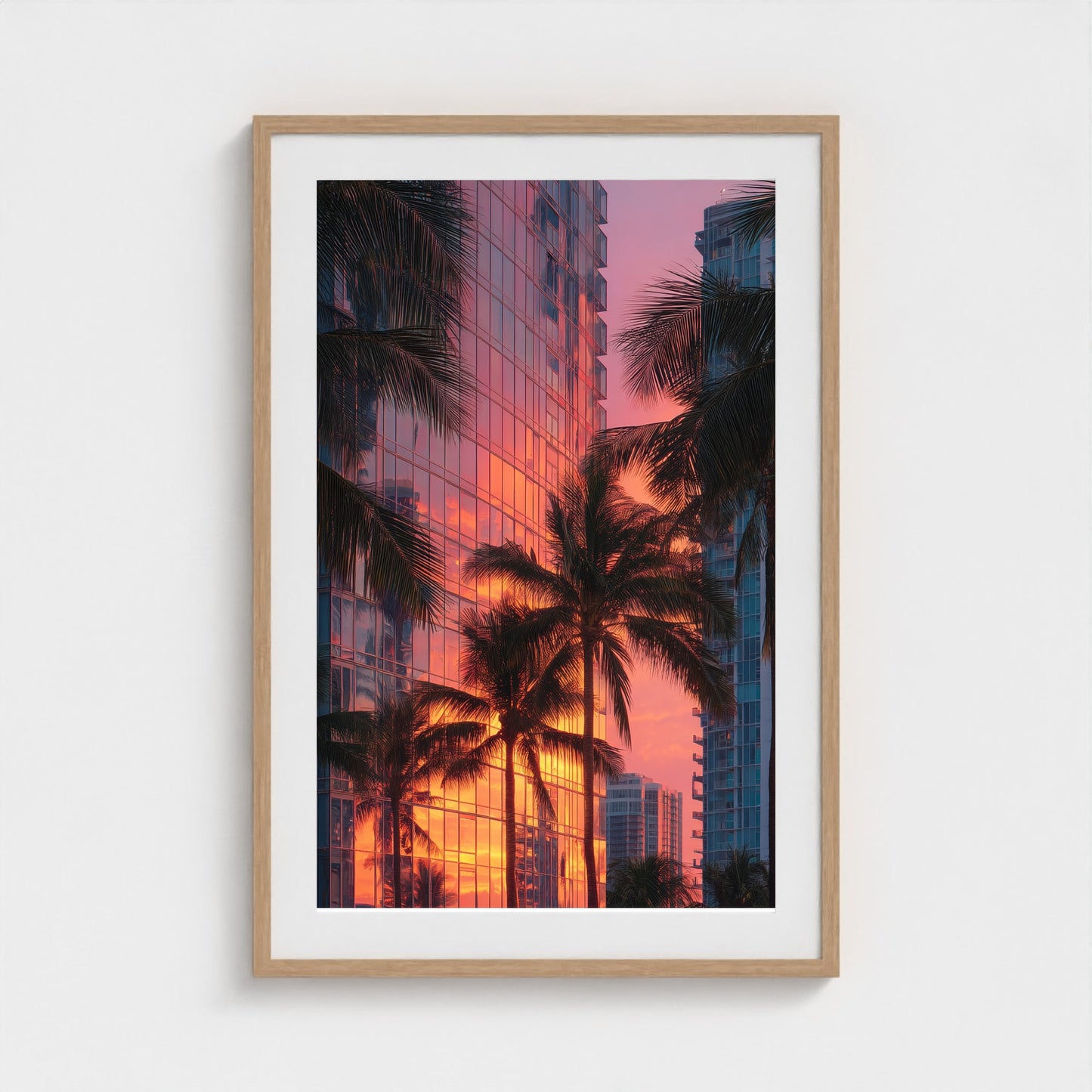 golden-hour-reflections-on-miami-modernist-high 24x36-natural frame frame