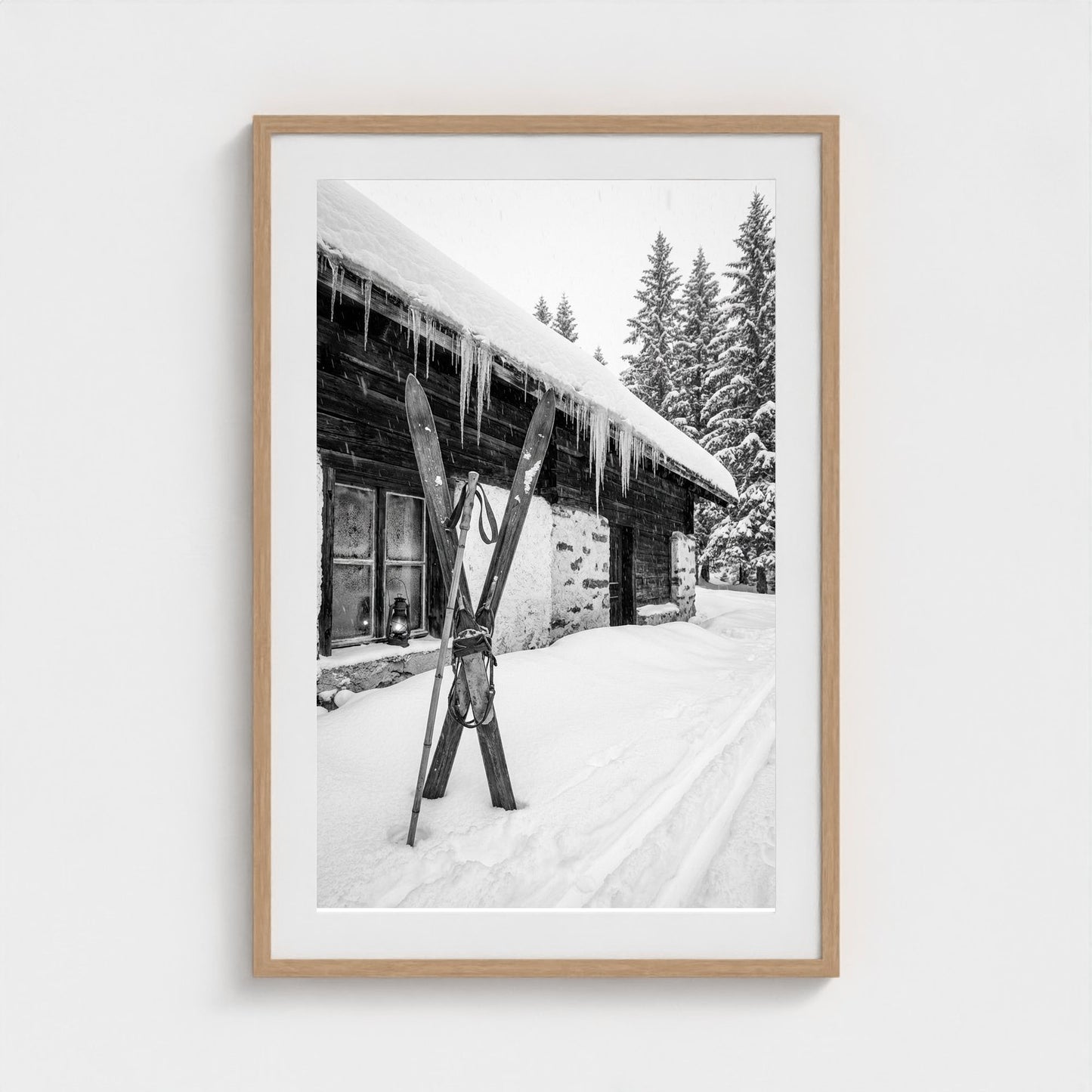 bw-gone-skiing 24x36-natural frame frame