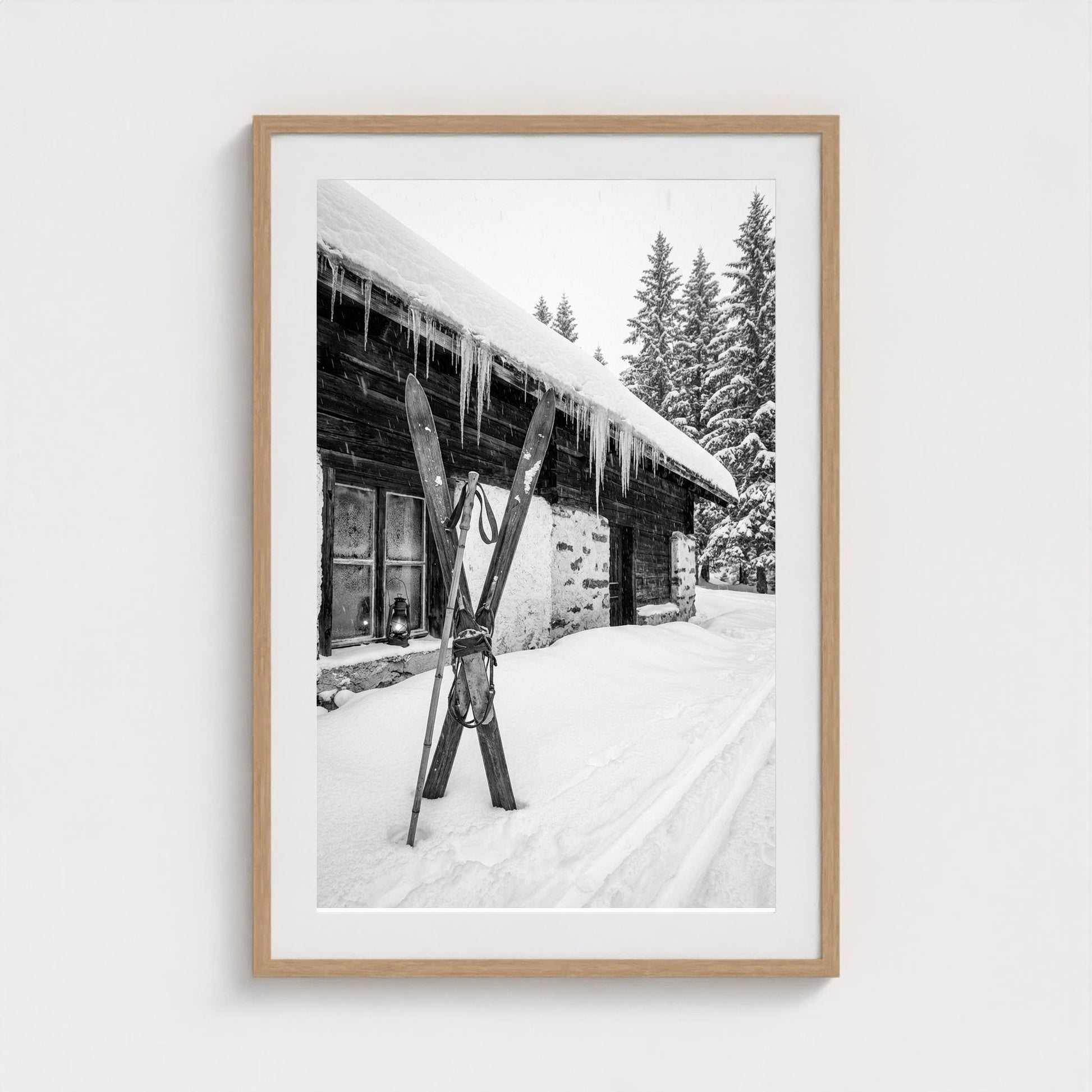 bw-gone-skiing 24x36-natural frame frame