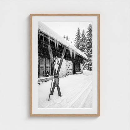 bw-gone-skiing 24x36-natural frame frame