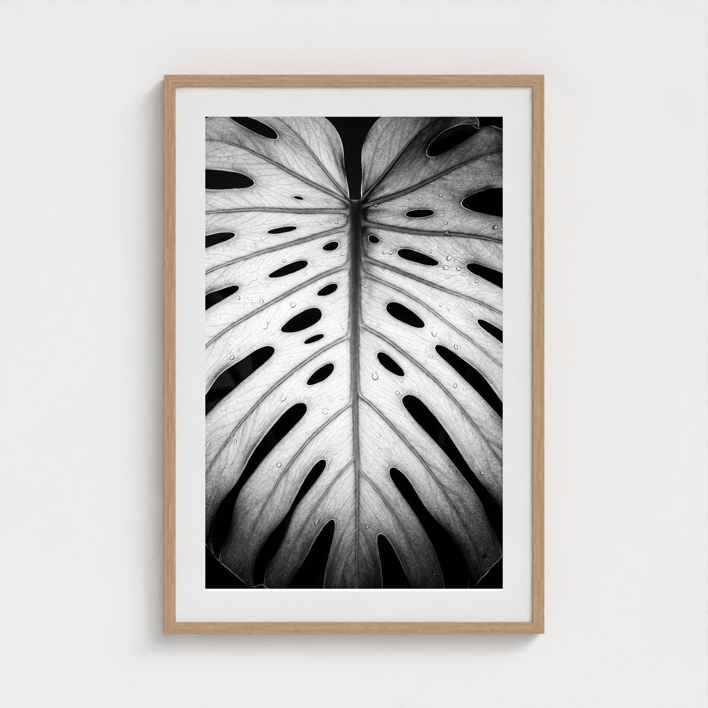 bw-monstera-light 24x36-natural frame frame