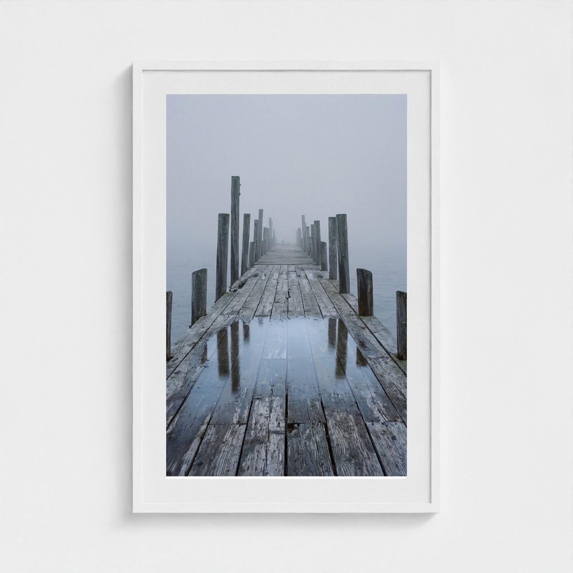 Fog Pier Wall Art - coastal pier fog photography wall art by Studio Stevie
