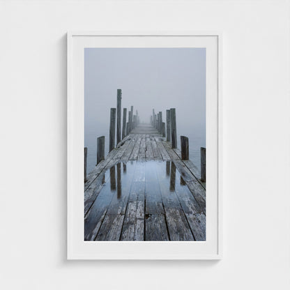 Fog Pier Wall Art - coastal pier fog photography wall art by Studio Stevie
