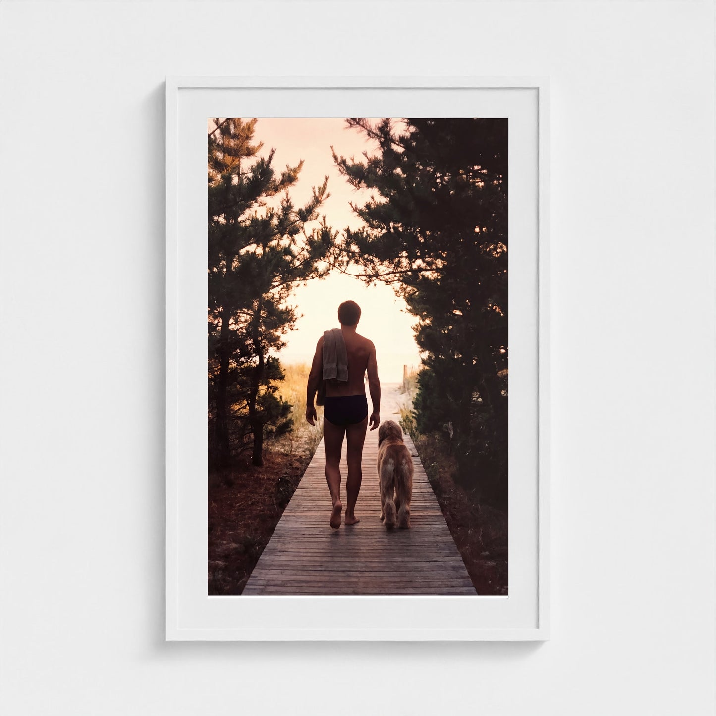 2026 03 12 22 31 00 Boardwalk Silhouette Safe 24x36-white frame — Fire Island Modern