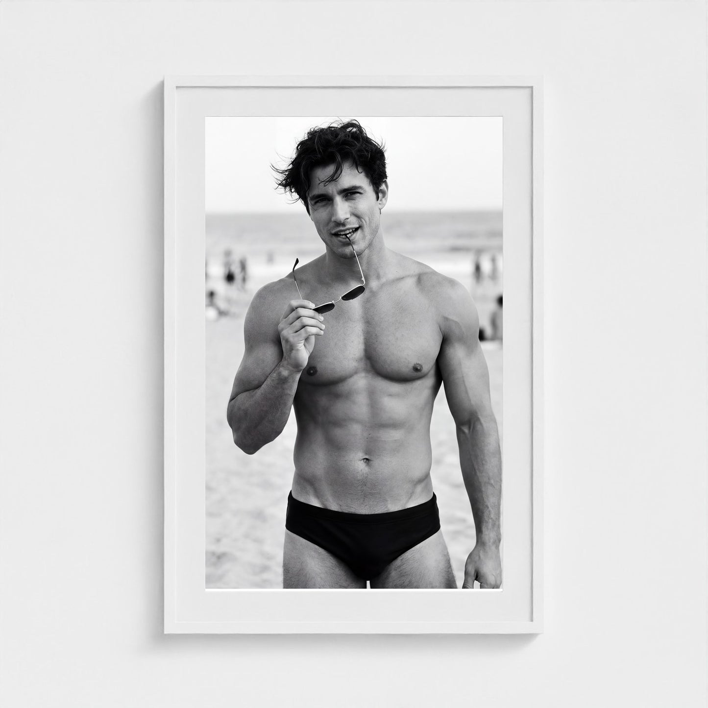 2026 03 12 19 33 00 Bw Beach Portrait Playful 24x36-white frame — Fire Island Modern