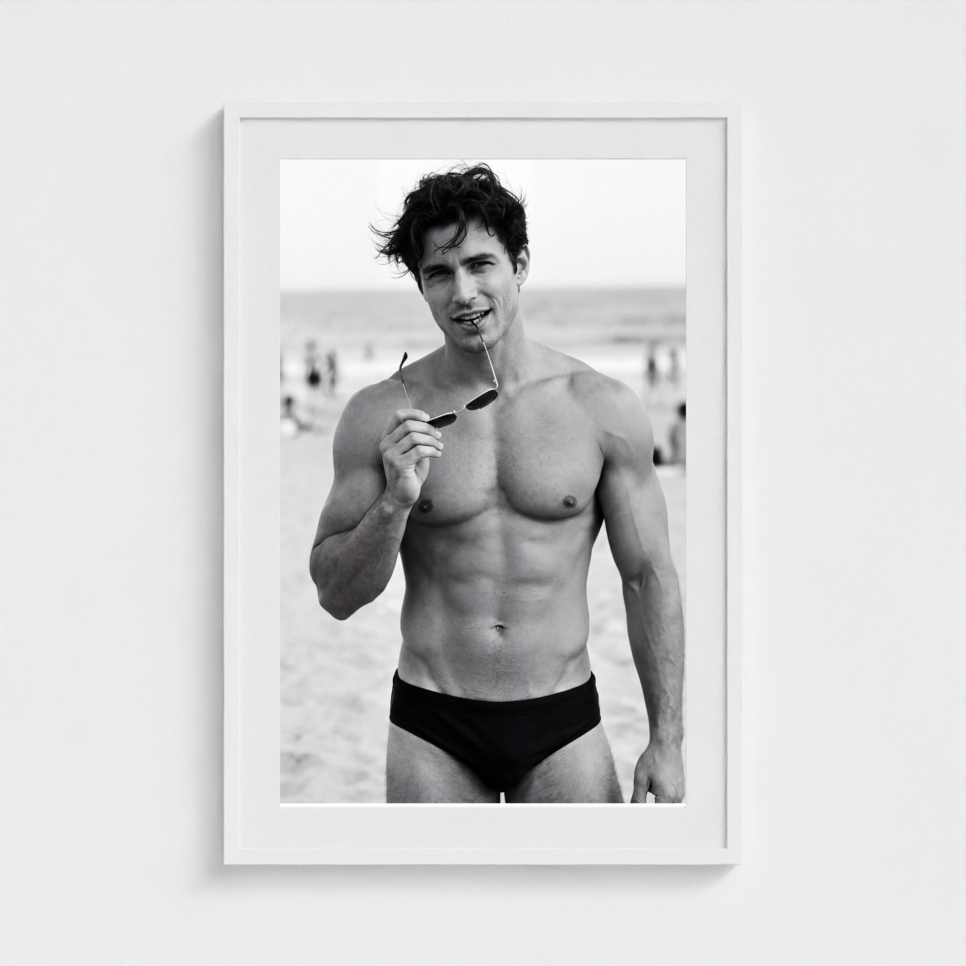2026 03 12 19 33 00 Bw Beach Portrait Playful 24x36-white frame — Fire Island Modern