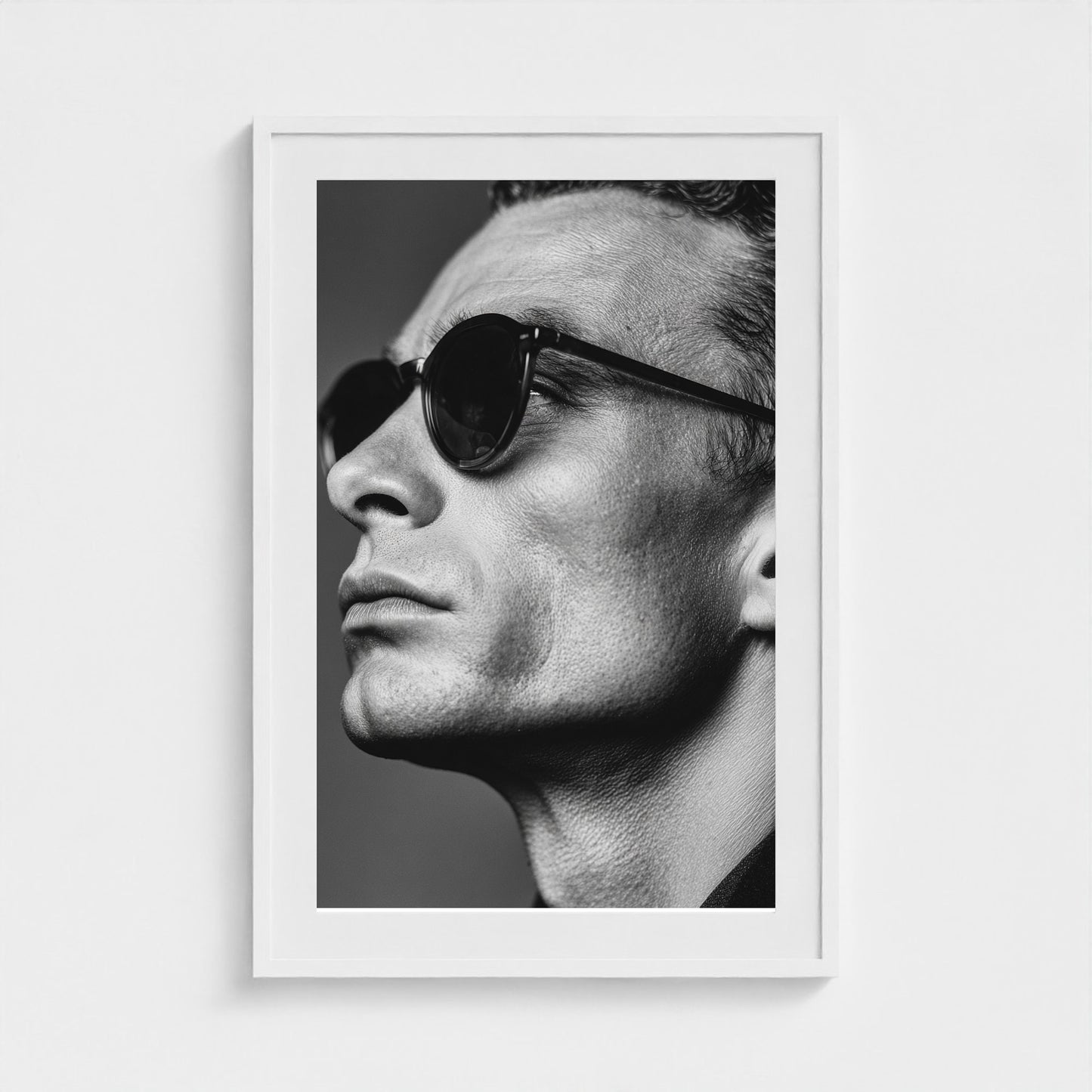black-and-white-portrait-of-a-cool-guy-in-sungla 24x36-white frame frame