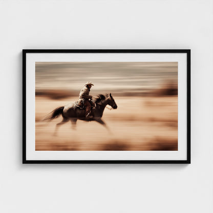 horse-galloping-with-cowboy-in-motion-blur-dramati-a6b5d3dc- 36x24-black frame frame