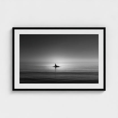 minimalist-negative-space-composition-lone-whale 36x24-black frame frame