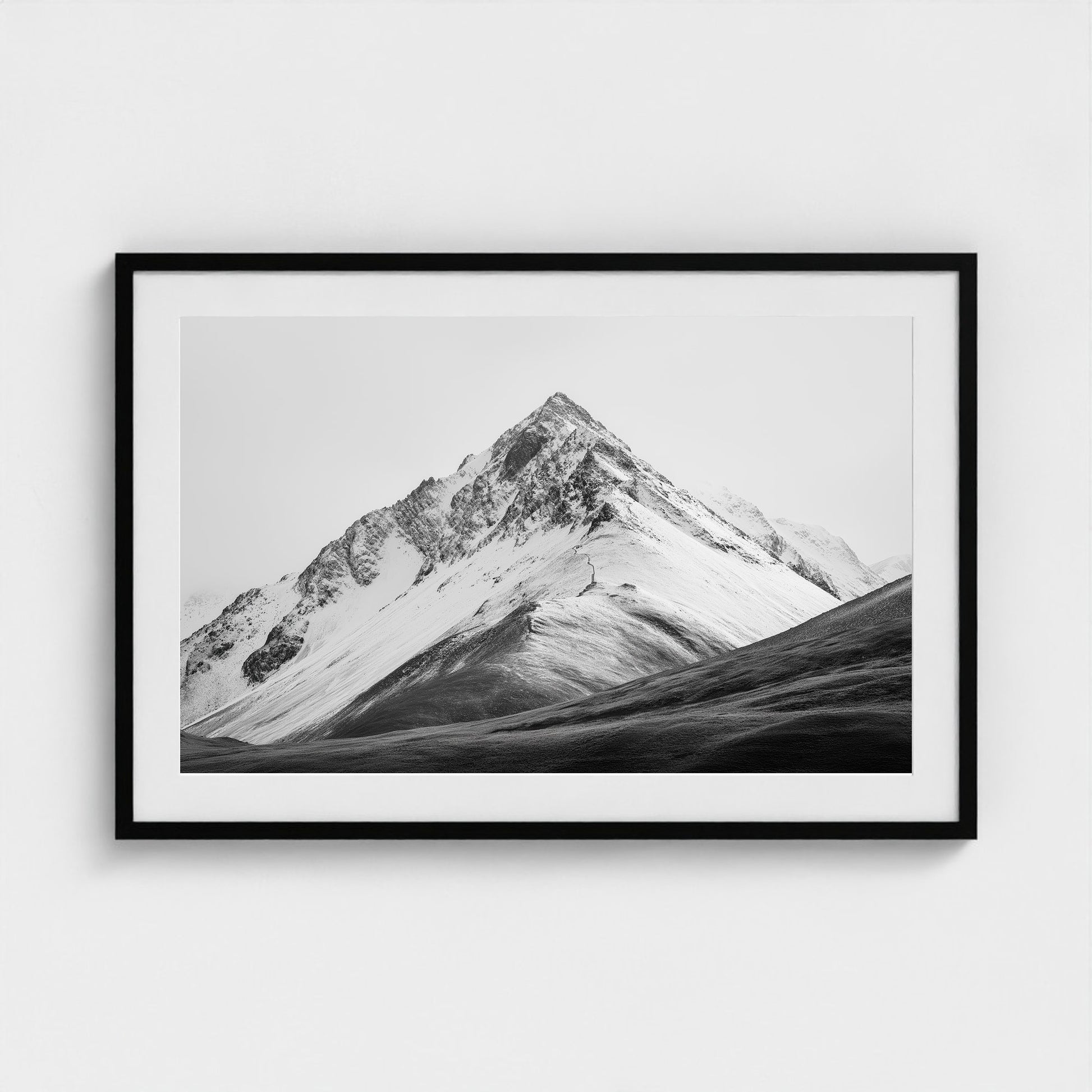 distant-mountain-ridge-under-blazing-white-sky-min-ff348271- 36x24-black frame frame