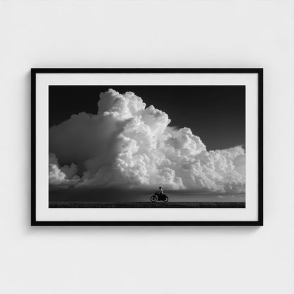 monochrome-thunderhead-build-up-distant-rider-bene-0d9ea2aa- 36x24-black frame frame