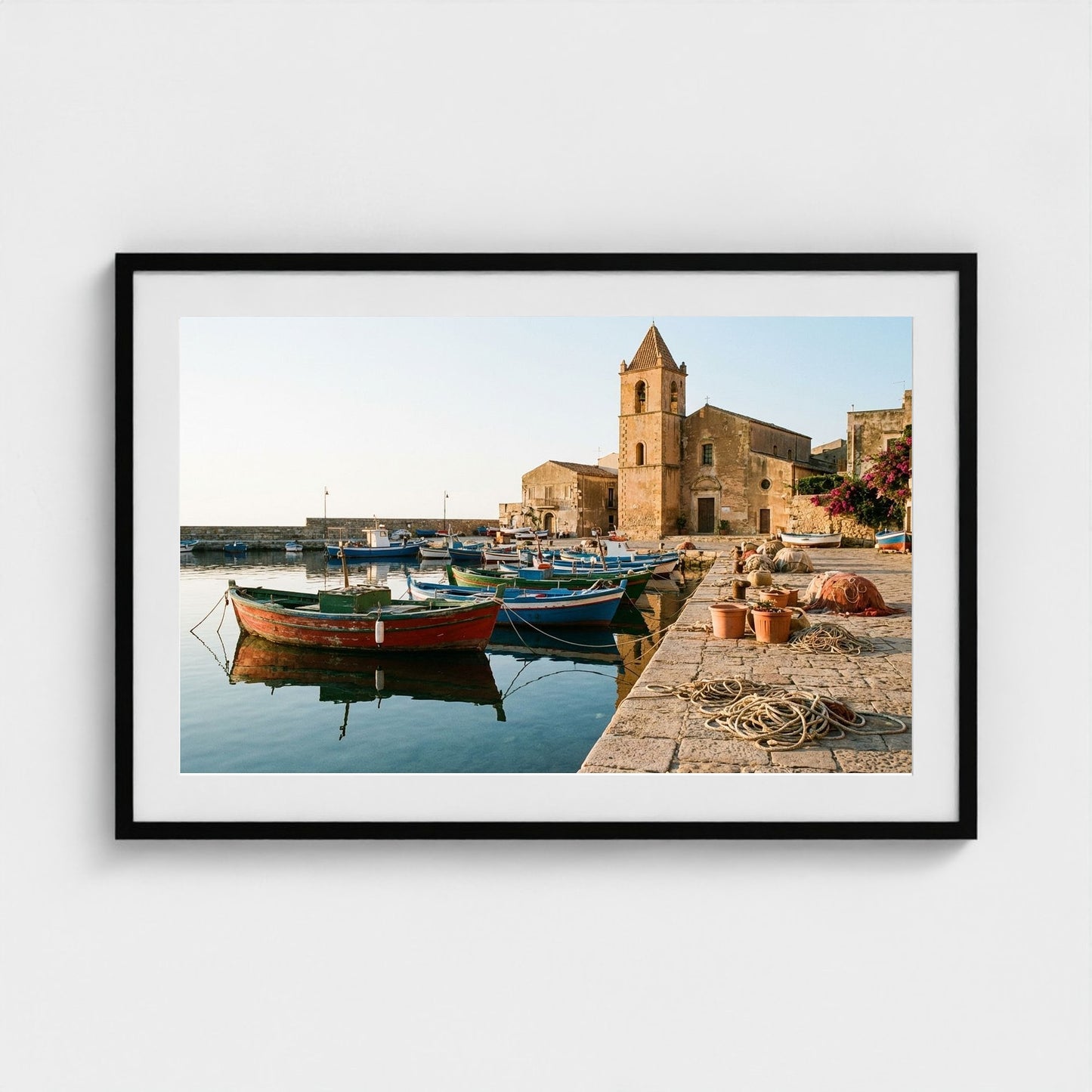 fishing-boats 36x24-black frame frame