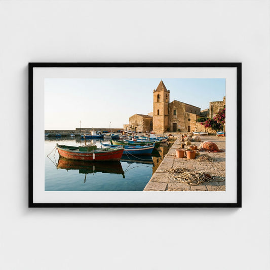 fishing-boats 36x24-black frame frame