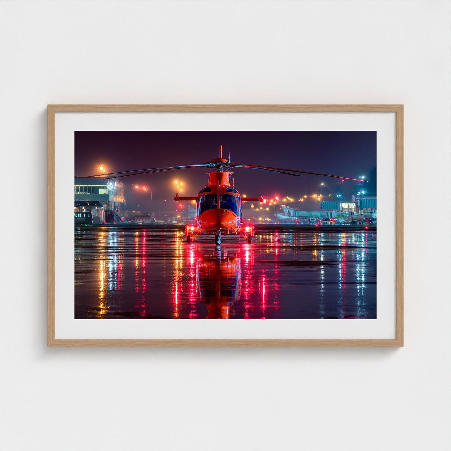 night-apron-with-reflections-wet-runway-reflecti 36x24-natural frame frame