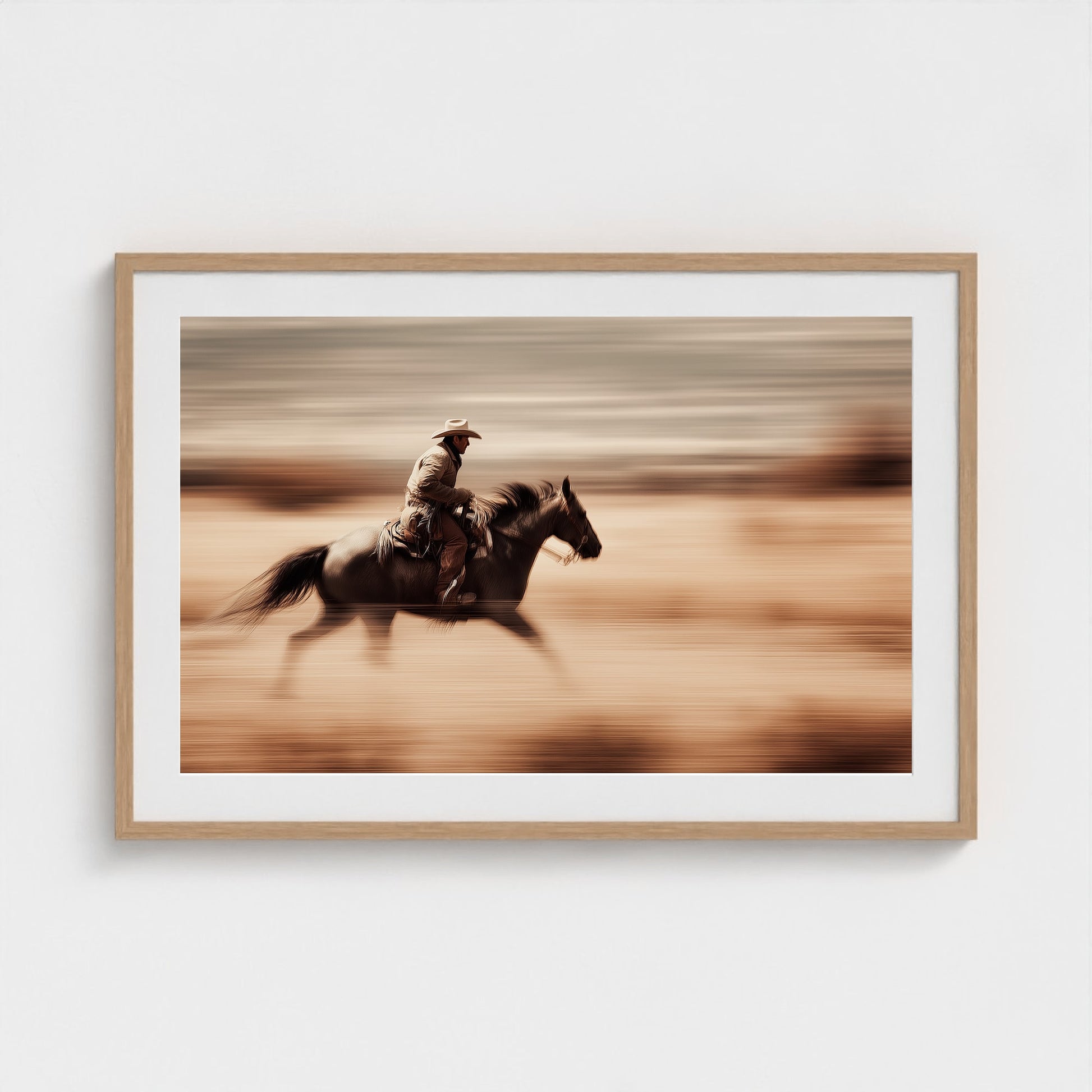 horse-galloping-with-cowboy-in-motion-blur-dramati-a6b5d3dc- 36x24-natural frame frame