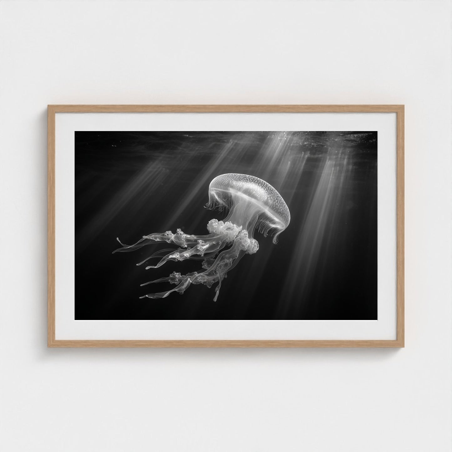 ethereal-bioluminescent-jellyfish-floating-in-de 36x24-natural frame frame