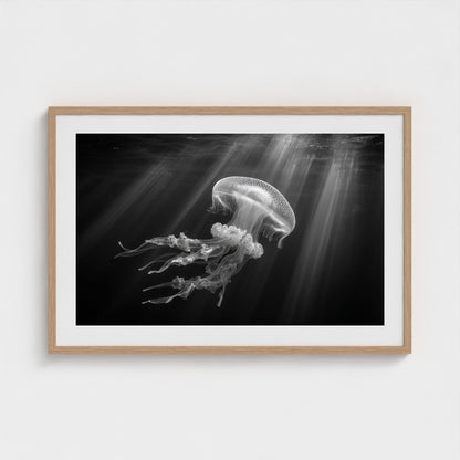 ethereal-bioluminescent-jellyfish-floating-in-de 36x24-natural frame frame