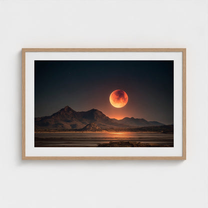 lunar-eclipse-casting-red-glow-over-barren-lands 36x24-natural frame frame