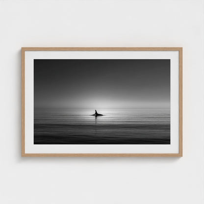 minimalist-negative-space-composition-lone-whale 36x24-natural frame frame