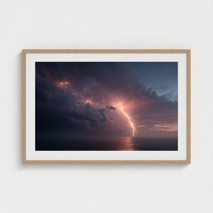 minimalist-fine-art-photograph-of-lightning-stor 36x24-natural frame frame