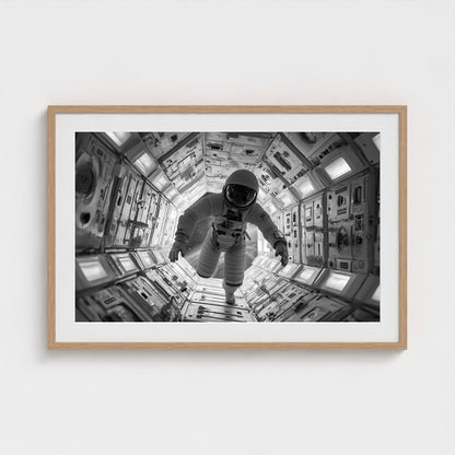 astronaut-floating-into-airlock-kubrick-one-poin 36x24-natural frame frame