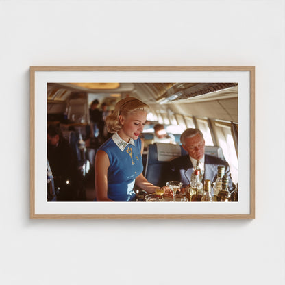 inside-pan-am-cabin-1958-glamorous-stewardess-se 36x24-natural frame frame
