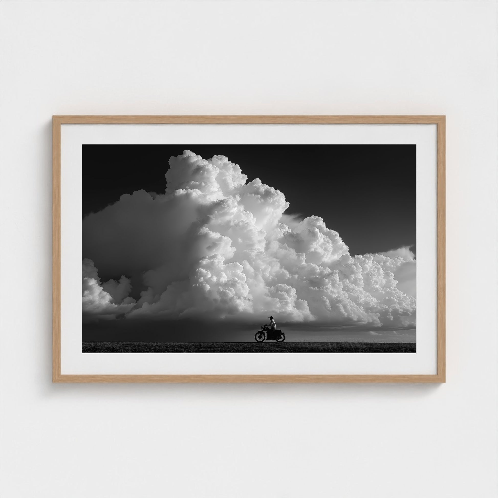 monochrome-thunderhead-build-up-distant-rider-bene-0d9ea2aa- 36x24-natural frame frame
