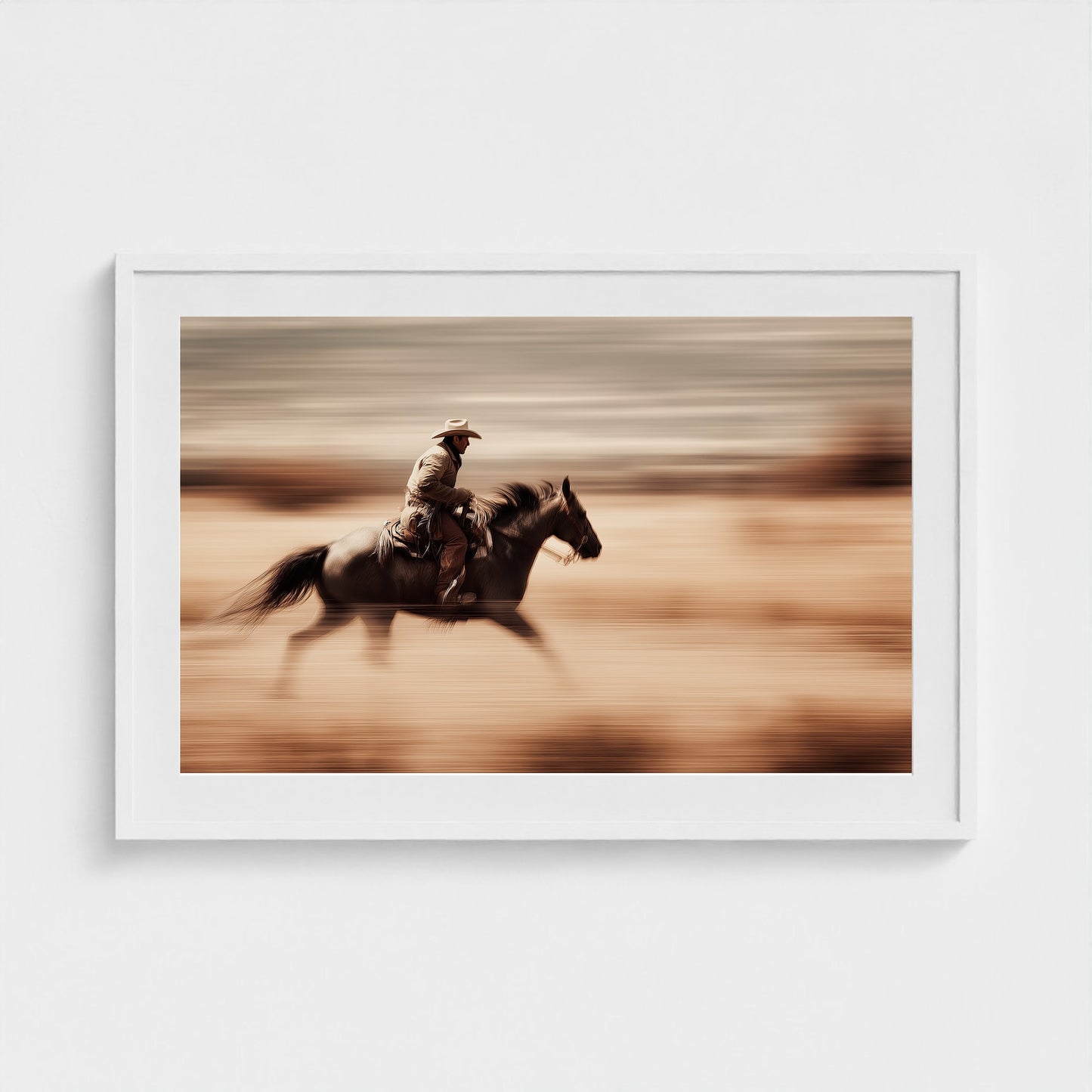 horse-galloping-with-cowboy-in-motion-blur-dramati-a6b5d3dc- 36x24-white frame frame
