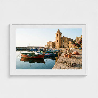 fishing-boats 36x24-white frame frame