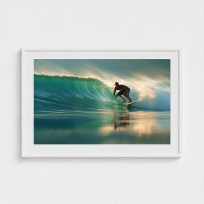 surfer-riding-clean-glassy-wave-blurred-motion-p 36x24-white frame frame