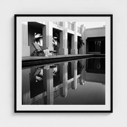 hotel-pool-dawn 36x36-black frame frame