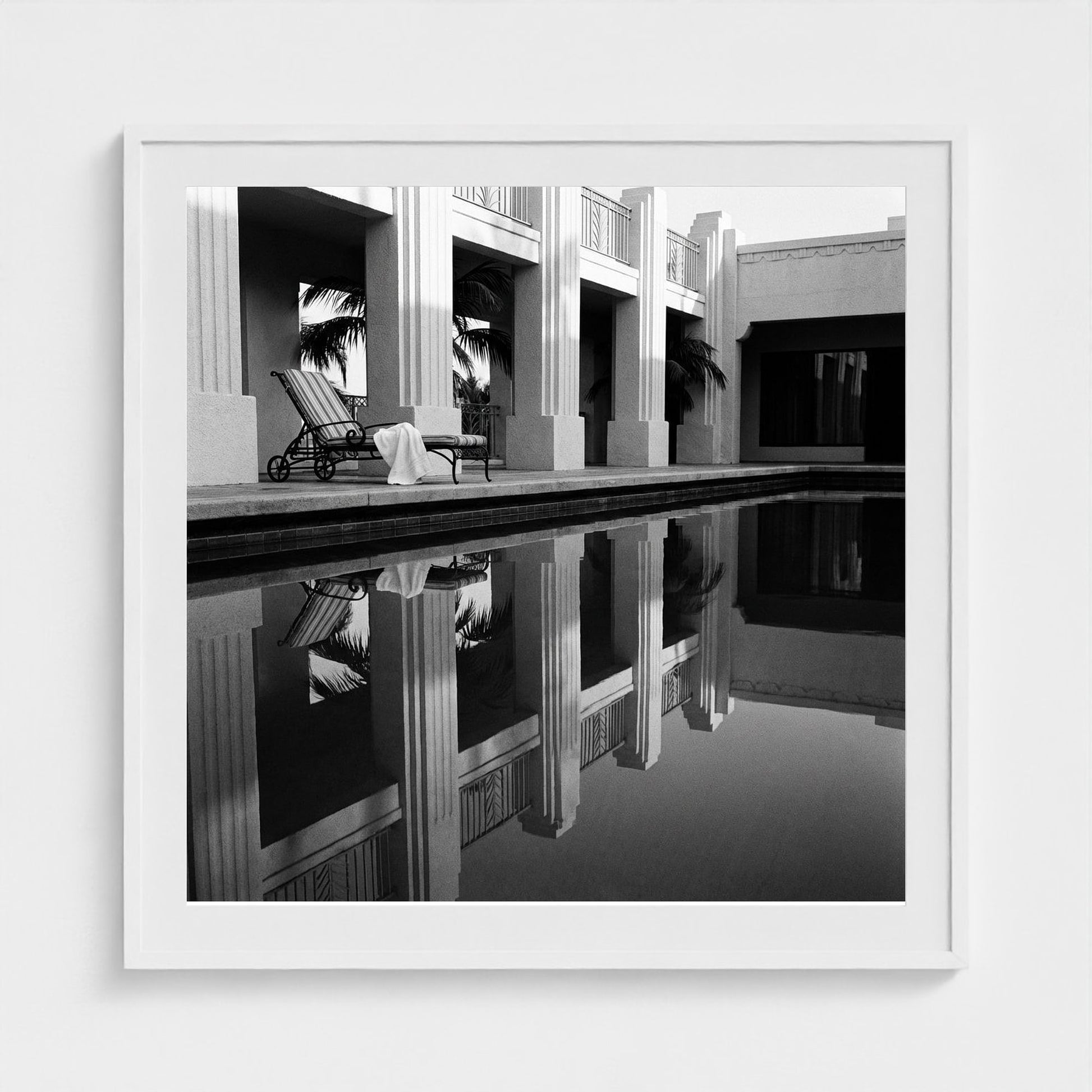 hotel-pool-dawn 36x36-white frame frame