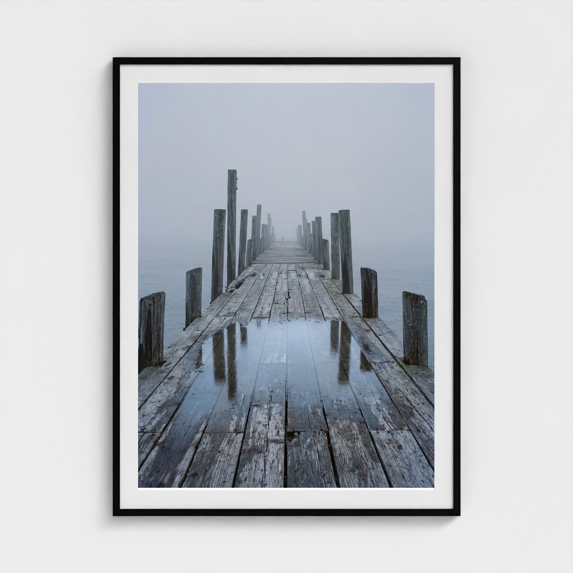 Fog Pier Wall Art - coastal pier fog photography wall art by Studio Stevie