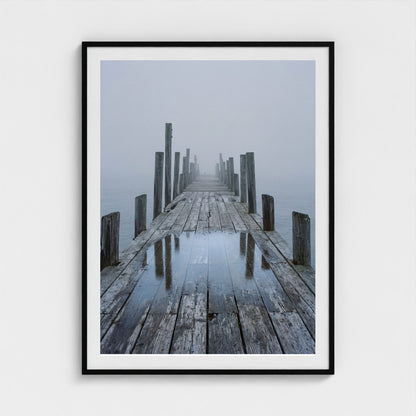 Fog Pier Wall Art - coastal pier fog photography wall art by Studio Stevie