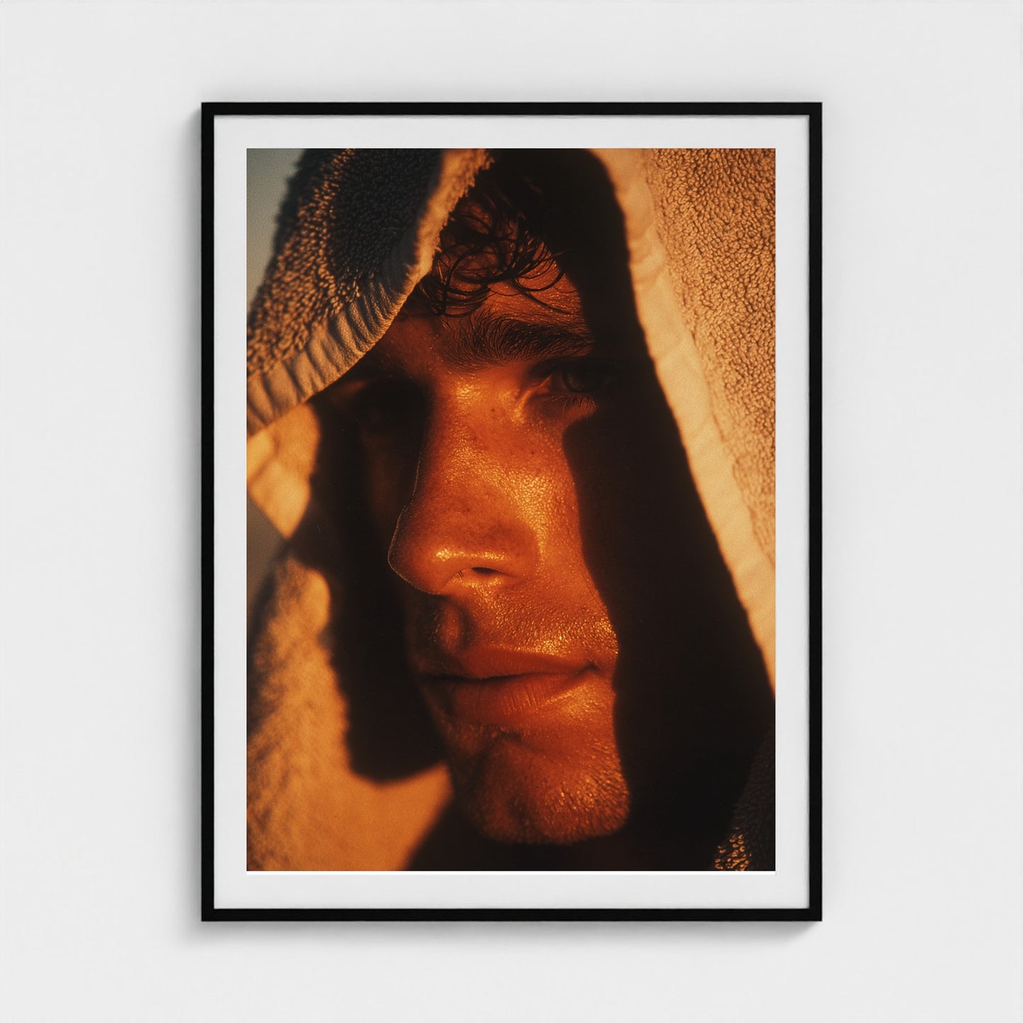 portrait-of-man-with-towel-over-shoulder-cinemat 36x48-black frame frame