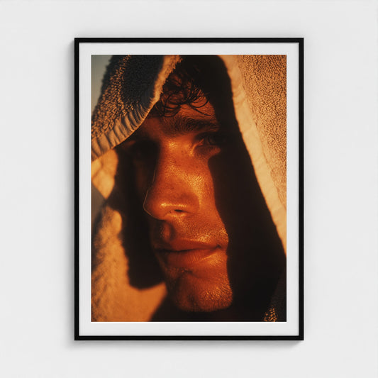 portrait-of-man-with-towel-over-shoulder-cinemat 36x48-black frame frame