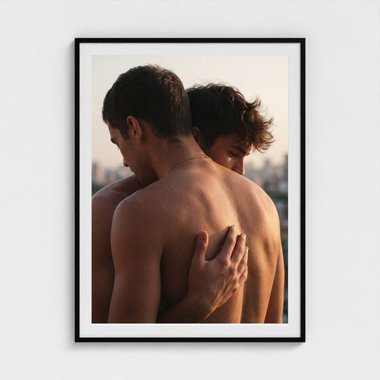 2026 03 12 19 42 00 Back Embrace Sunset 36x48-black frame — Fire Island Modern
