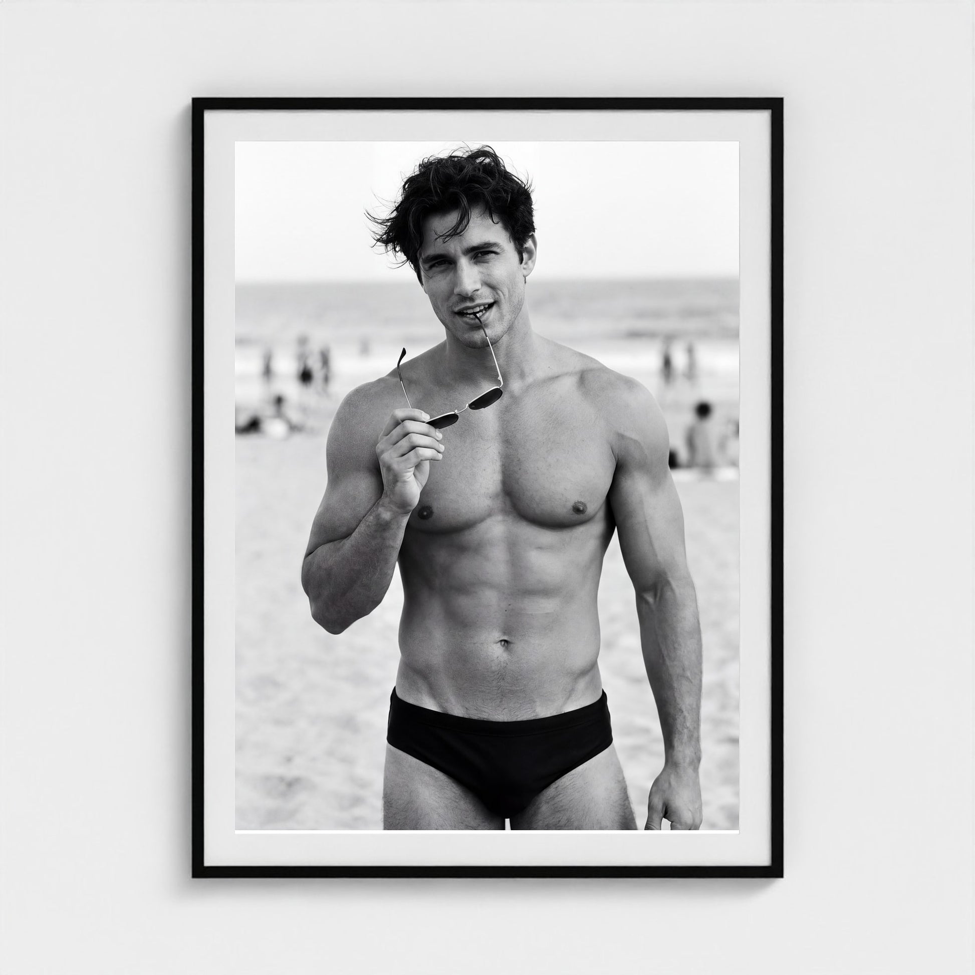 2026 03 12 19 33 00 Bw Beach Portrait Playful 36x48-black frame — Fire Island Modern