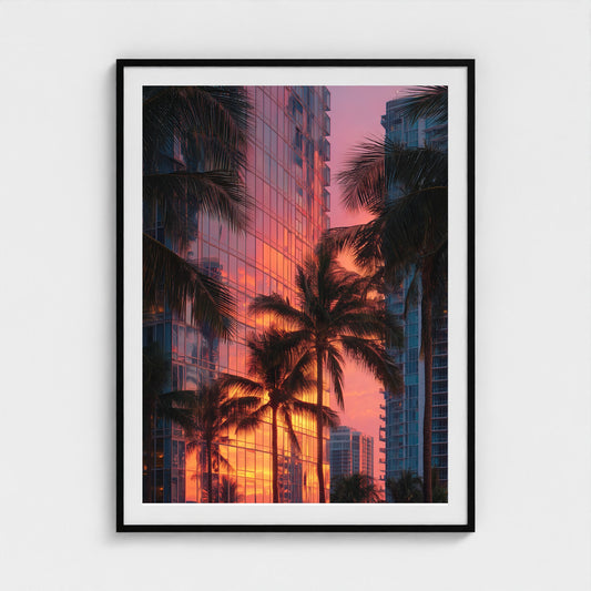 golden-hour-reflections-on-miami-modernist-high 36x48-black frame frame