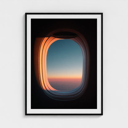 jet-window-view-with-gradient-sky-ultra-minimal 36x48-black frame frame