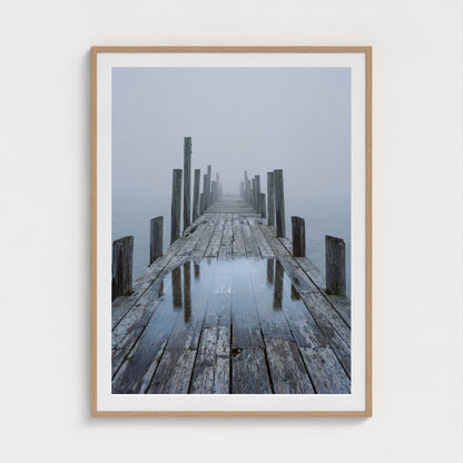 Fog Pier Wall Art - coastal pier fog photography wall art by Studio Stevie
