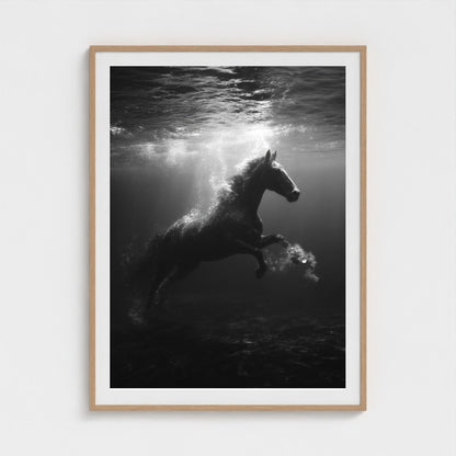 surreal-underwater-scene-of-horse-suspended-mid 36x48-natural frame frame
