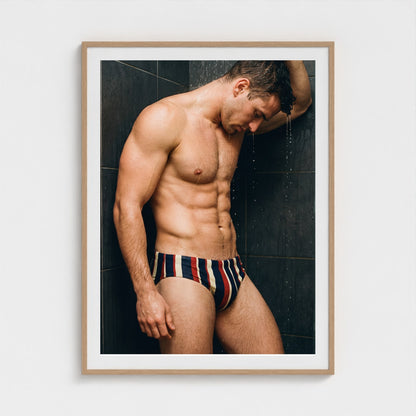 2026 03 12 20 42 00 Striped Brief Shower 36x48-natural frame — Fire Island Modern