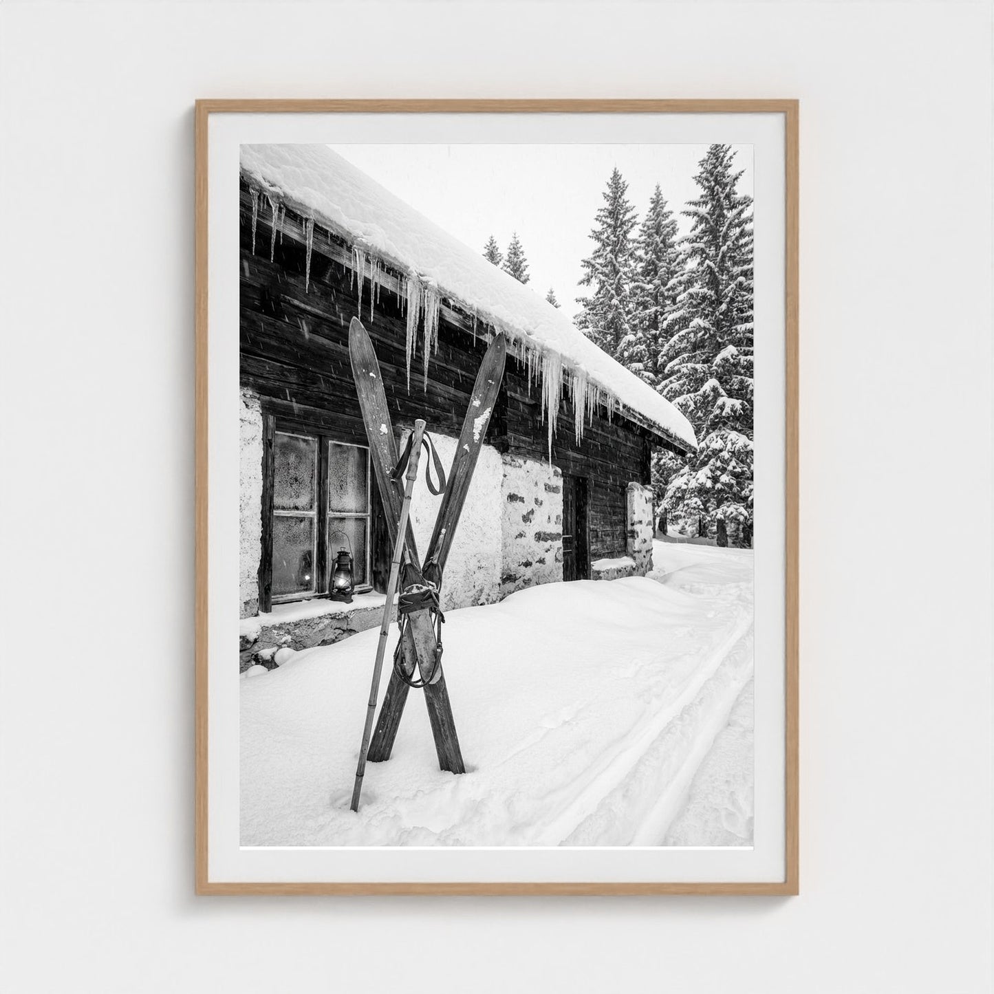 bw-gone-skiing 36x48-natural frame frame