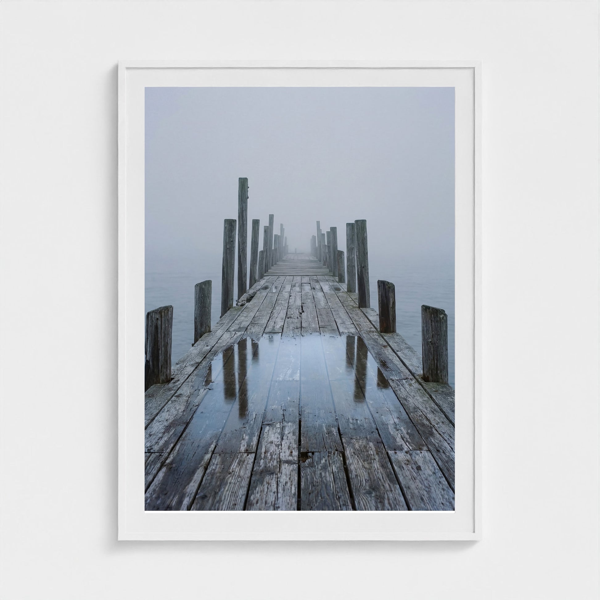 Fog Pier Wall Art - coastal pier fog photography wall art by Studio Stevie