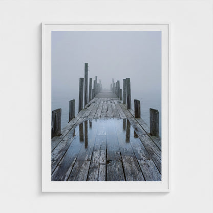 Fog Pier Wall Art - coastal pier fog photography wall art by Studio Stevie