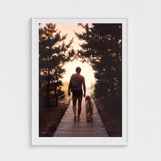 2026 03 12 22 31 00 Boardwalk Silhouette Safe 36x48-white frame — Fire Island Modern