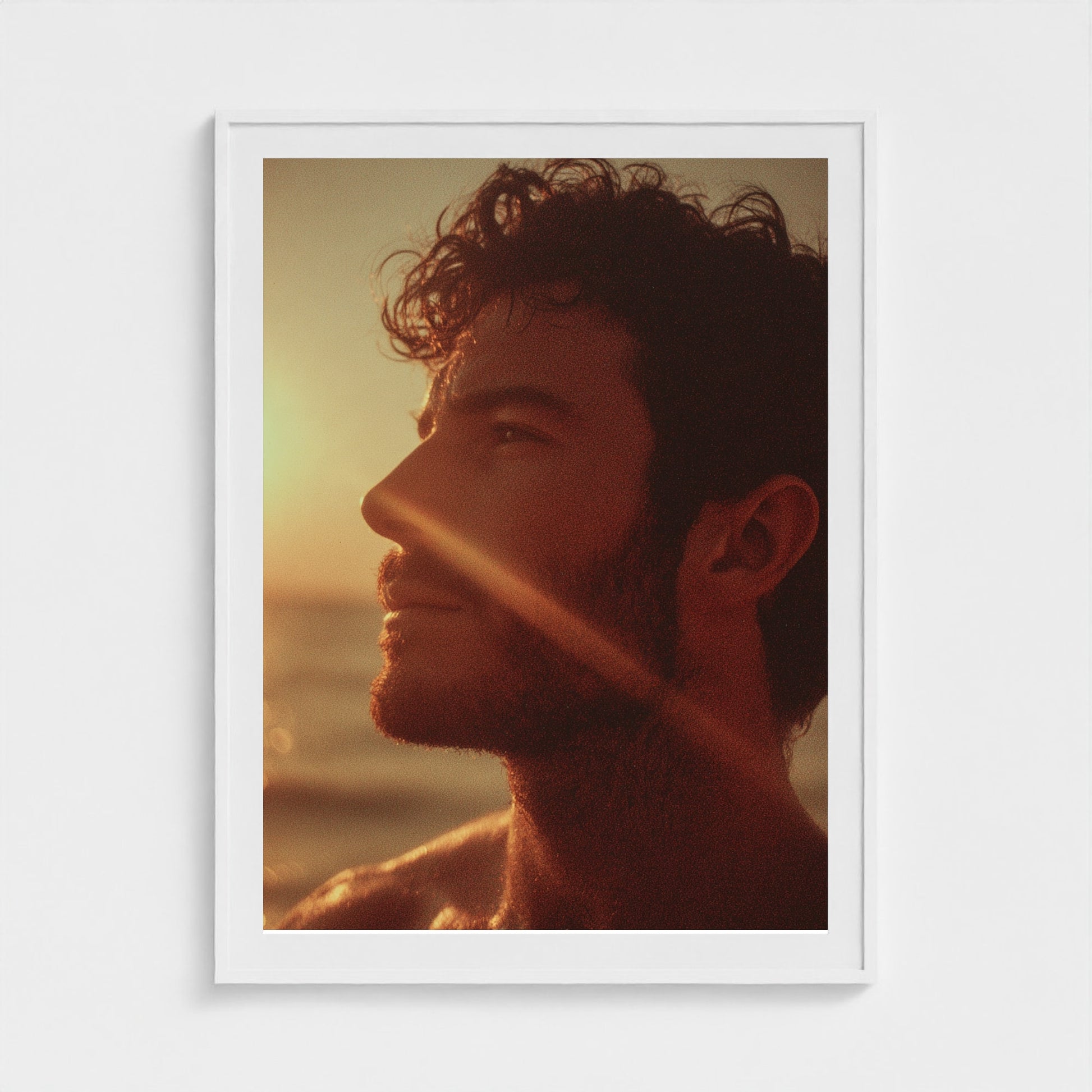 portrait-of-man-gazing-out-at-ocean-polaroid-sty 36x48-white frame frame