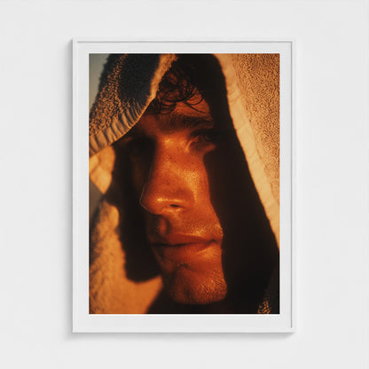 portrait-of-man-with-towel-over-shoulder-cinemat 36x48-white frame frame