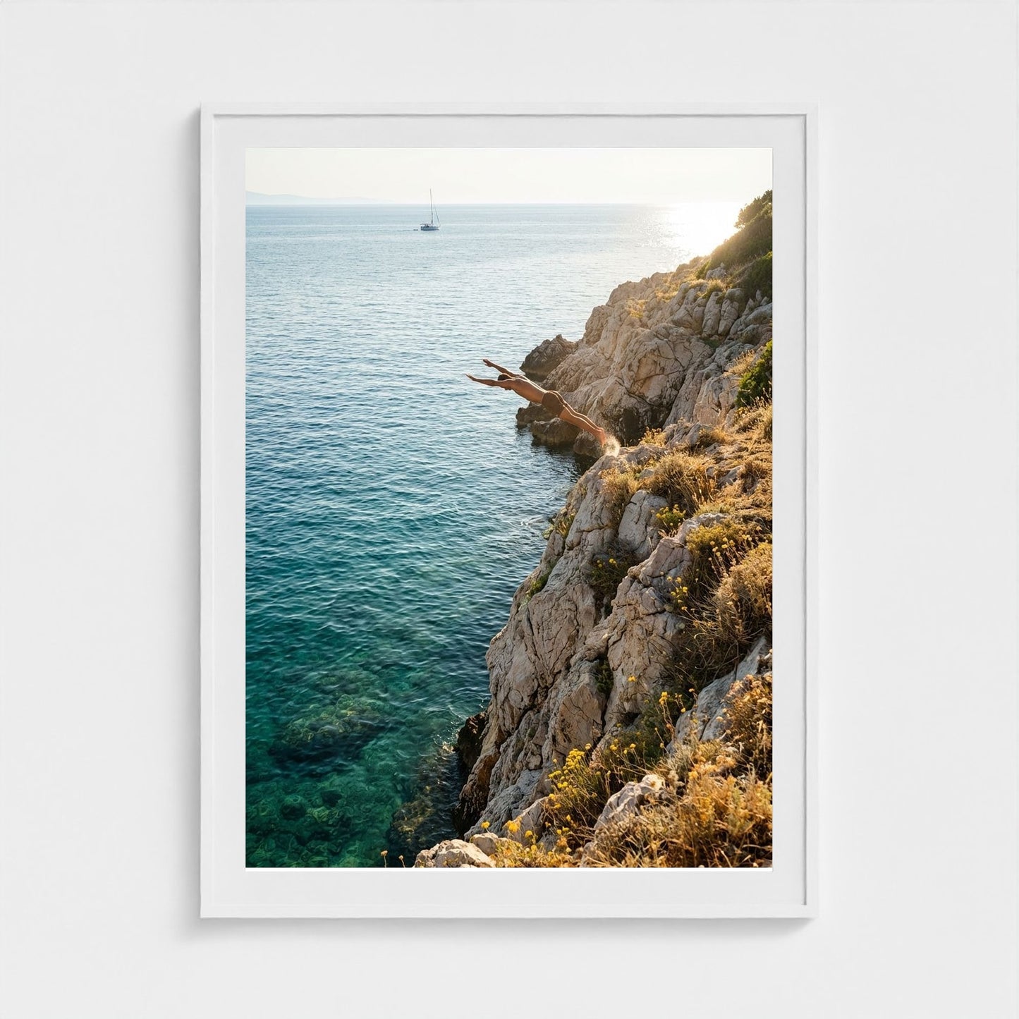 cliff-dive 36x48-white frame frame